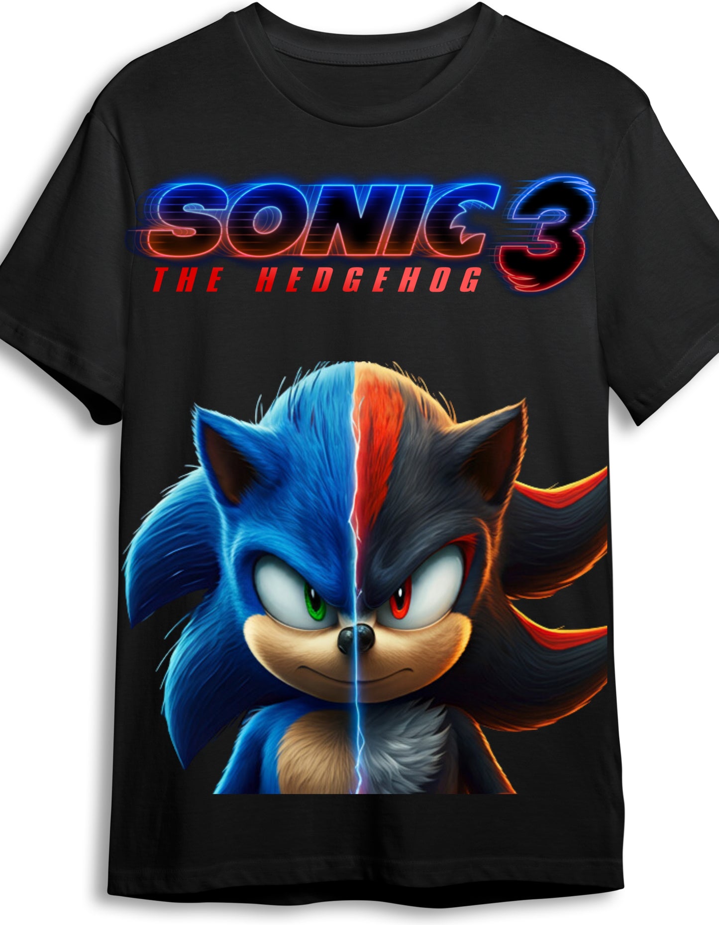 SONIC 3 Movie "Big Face Sonic" Graphic T Shirt