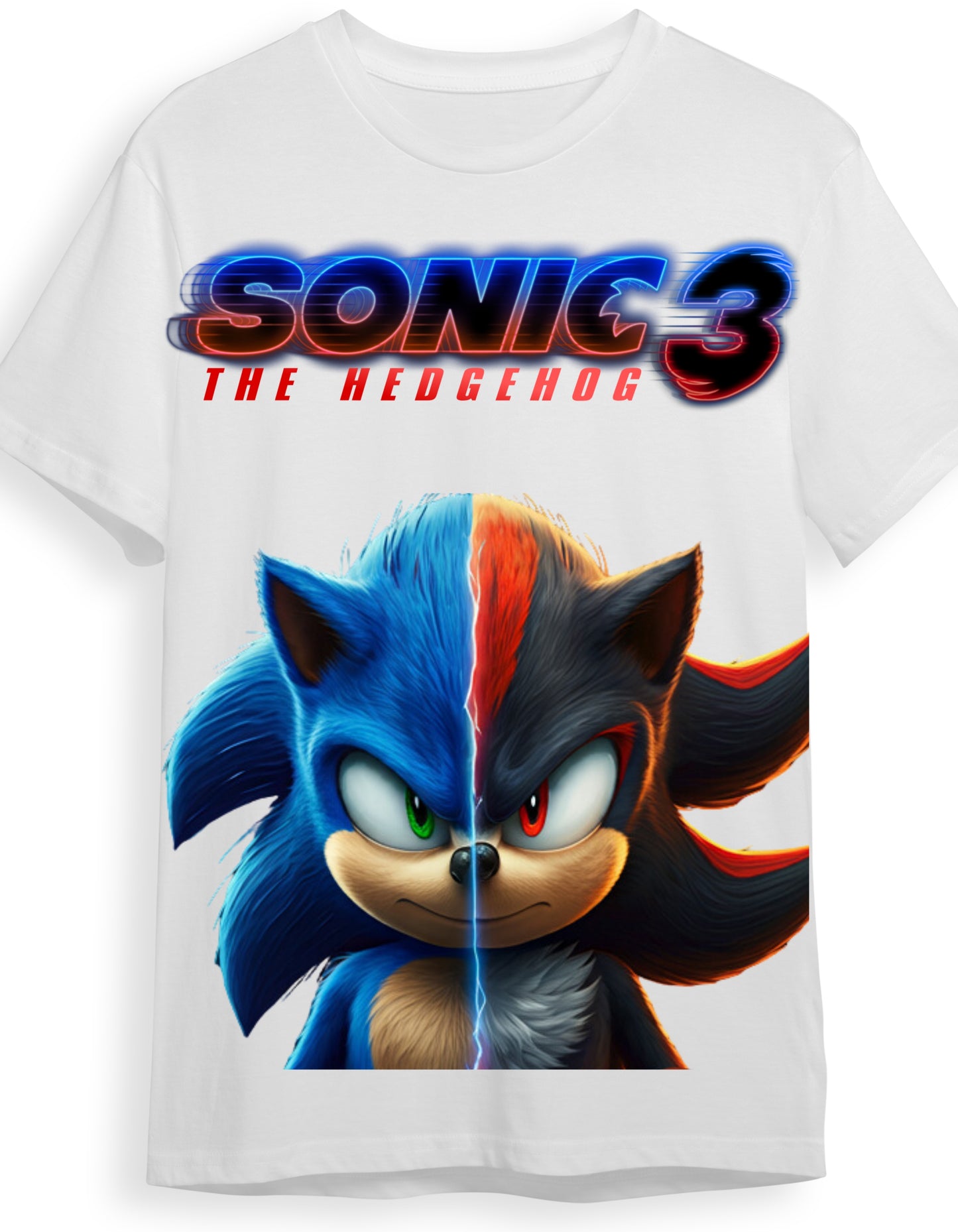 SONIC 3 Movie "Big Face Sonic" Graphic T Shirt